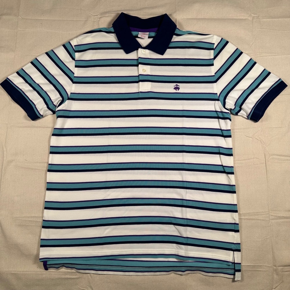 Brooks Brothers 346 Mens Large Original Fit Striped Cotton Pique Polo Shirt